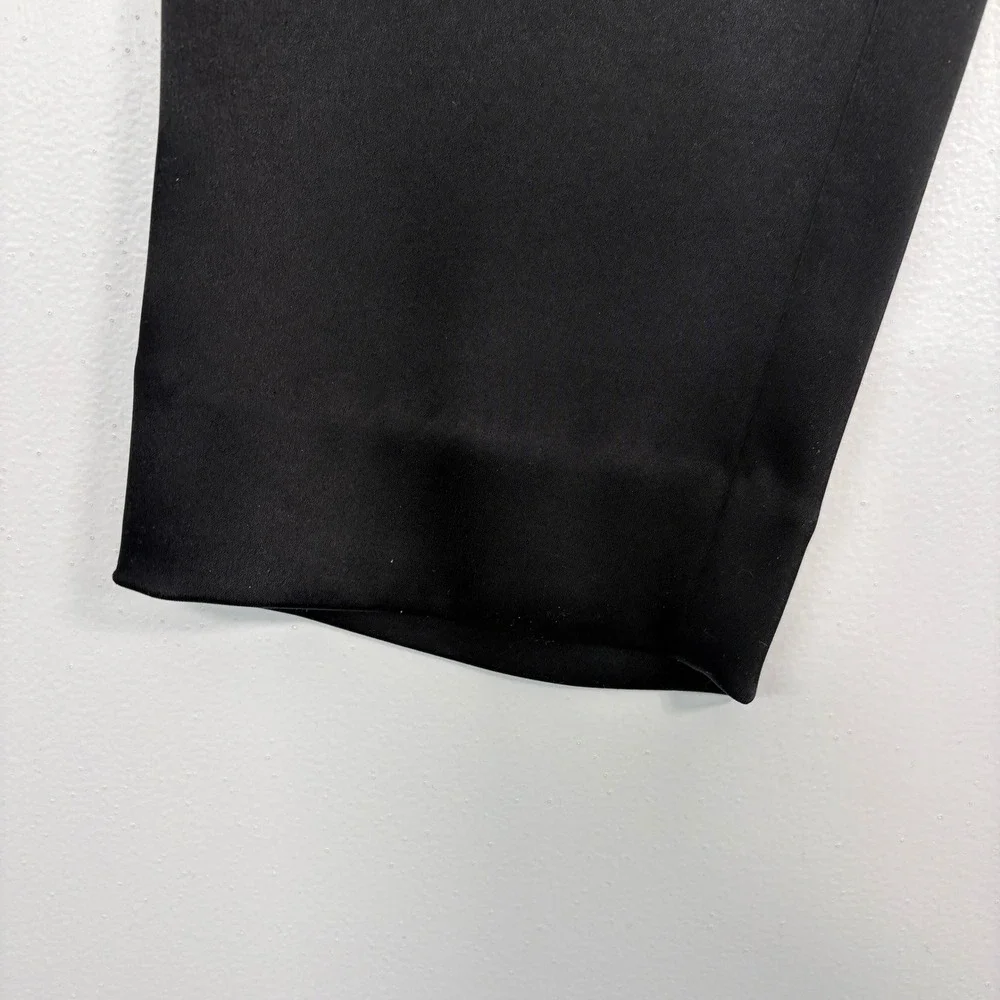 St. John Caviar Women Pants 2 Black Emma Satin Straight Leg Side Zip Luxury - Picture 3 of 15